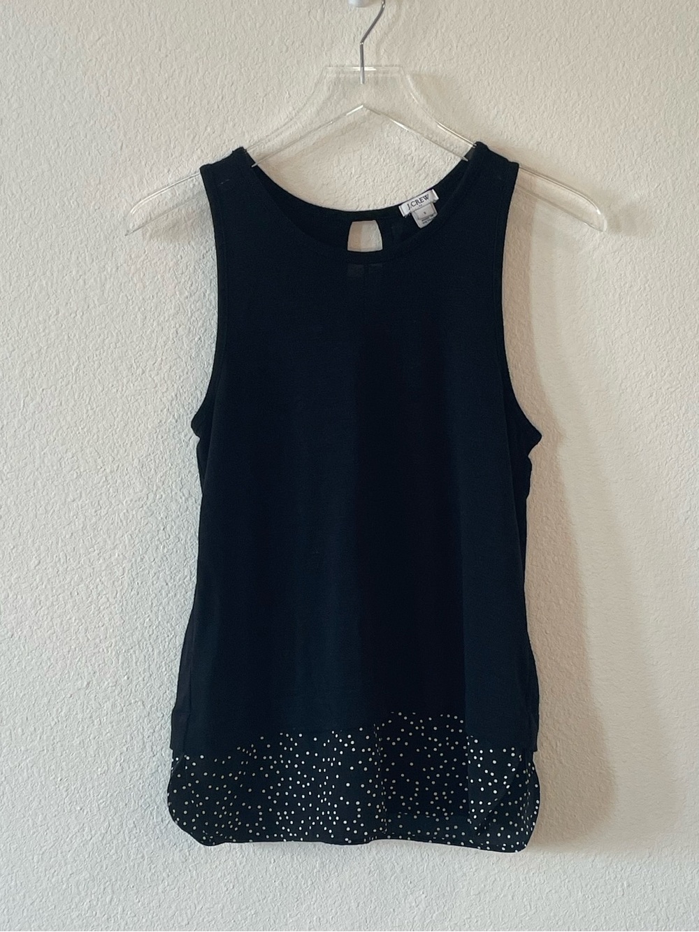 J. Crew Black Sleeveless Tank Top with Dotted Hem